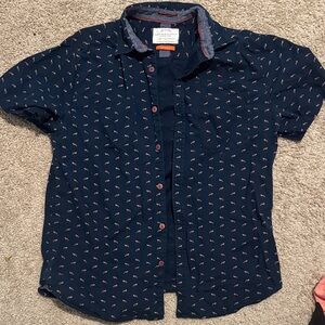 Denim & Flower Navy Blue Patterned Men's Shirt 🦊